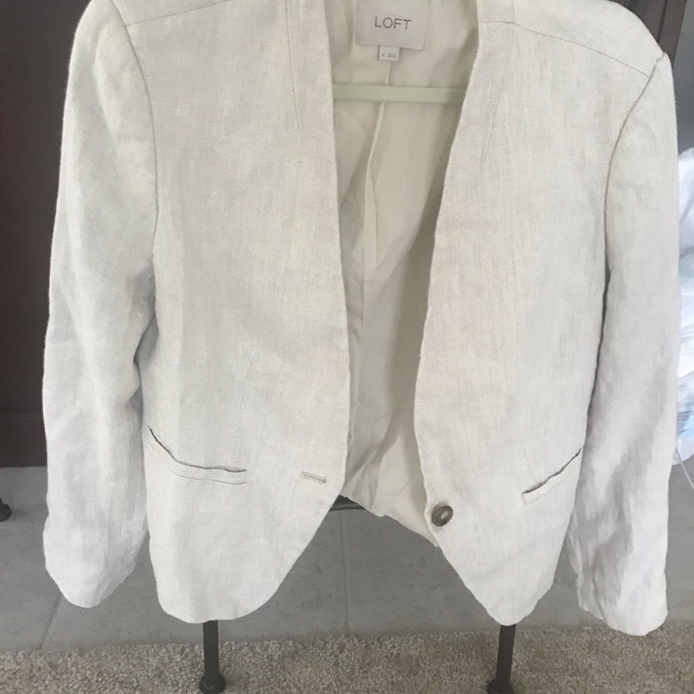 LOFT Linen Herringbone Blazer Size 10